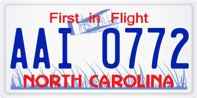 NC license plate AAI0772