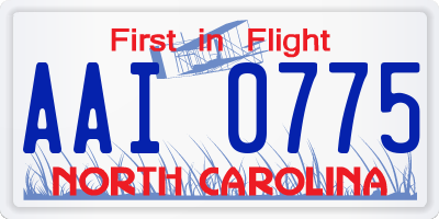 NC license plate AAI0775