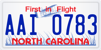 NC license plate AAI0783