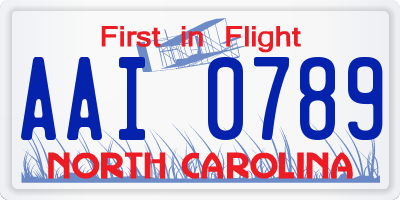 NC license plate AAI0789