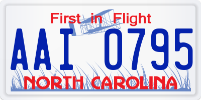 NC license plate AAI0795