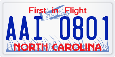 NC license plate AAI0801