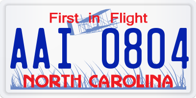 NC license plate AAI0804