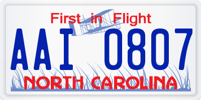 NC license plate AAI0807