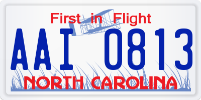 NC license plate AAI0813