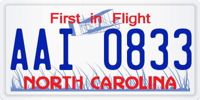 NC license plate AAI0833