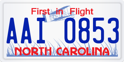 NC license plate AAI0853