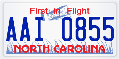 NC license plate AAI0855
