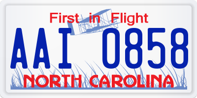 NC license plate AAI0858