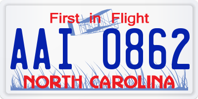 NC license plate AAI0862