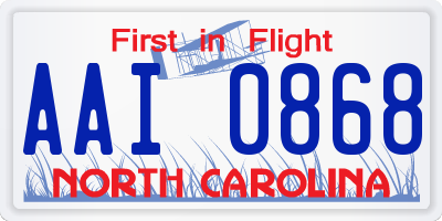 NC license plate AAI0868