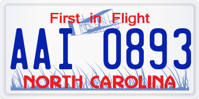 NC license plate AAI0893