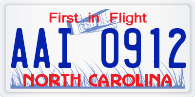 NC license plate AAI0912