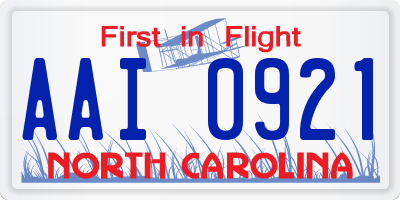 NC license plate AAI0921