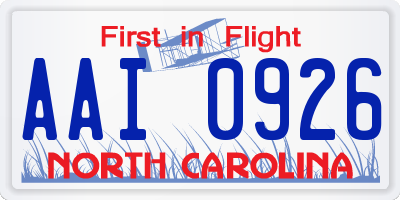 NC license plate AAI0926