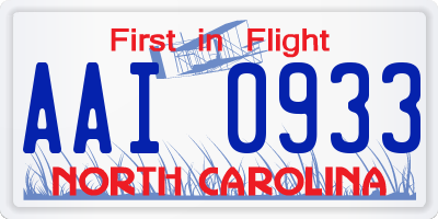 NC license plate AAI0933