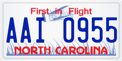 NC license plate AAI0955