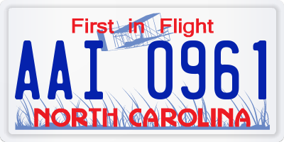 NC license plate AAI0961