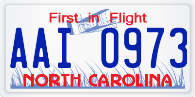 NC license plate AAI0973