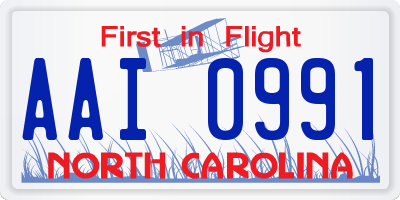 NC license plate AAI0991