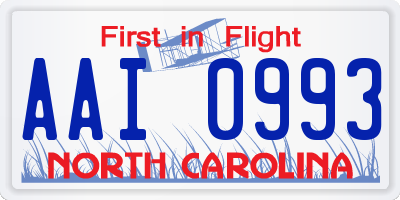 NC license plate AAI0993