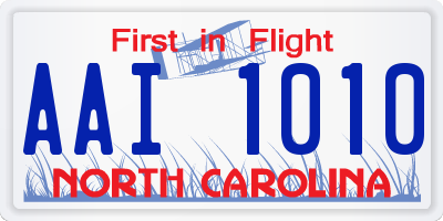 NC license plate AAI1010