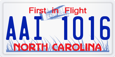 NC license plate AAI1016