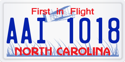 NC license plate AAI1018