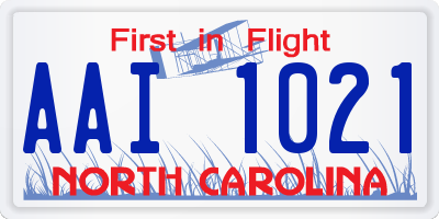 NC license plate AAI1021