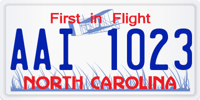 NC license plate AAI1023