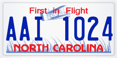 NC license plate AAI1024