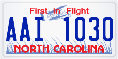 NC license plate AAI1030