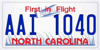 NC license plate AAI1040