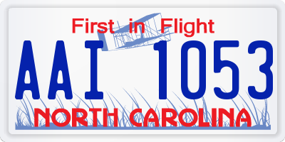NC license plate AAI1053