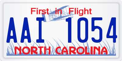 NC license plate AAI1054