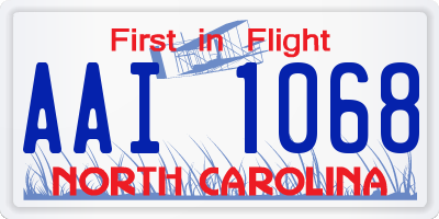 NC license plate AAI1068