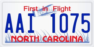 NC license plate AAI1075