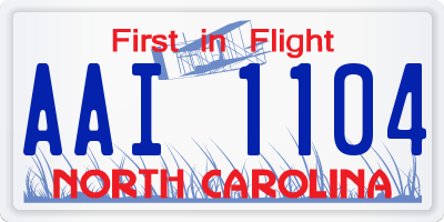 NC license plate AAI1104