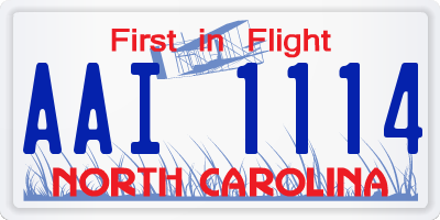 NC license plate AAI1114