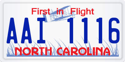NC license plate AAI1116