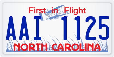 NC license plate AAI1125