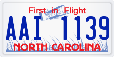 NC license plate AAI1139