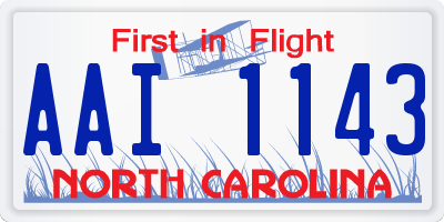 NC license plate AAI1143