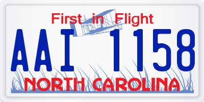 NC license plate AAI1158