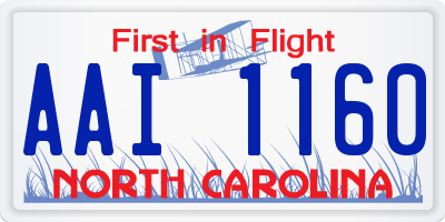NC license plate AAI1160