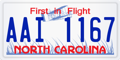 NC license plate AAI1167