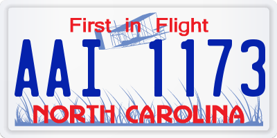 NC license plate AAI1173