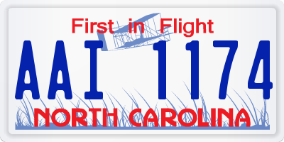 NC license plate AAI1174
