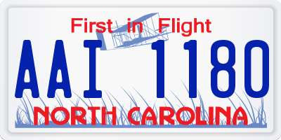 NC license plate AAI1180