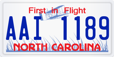 NC license plate AAI1189